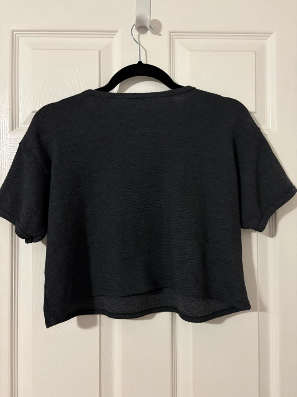 Boys Lie Goodbye and good riddance waffle knit grey cropped T shirt sz Med - Picture 3 of 6